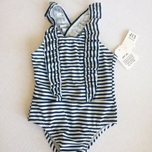 Baby Gap Blue and White Striped Ruffle Swimsuit